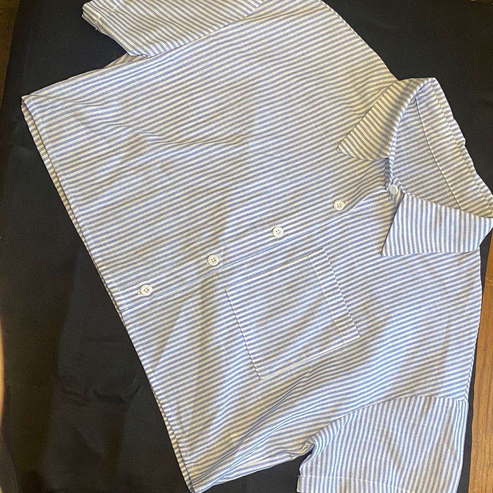 SHEIN Light Blue Striped Casual Shirt